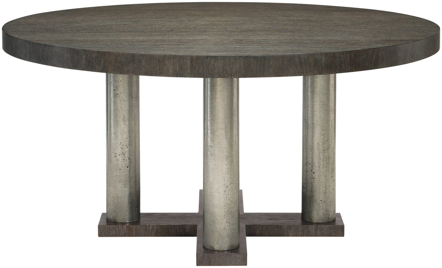 Bernhardt Linea Round Dining Table with Wooden Top and Metal Base