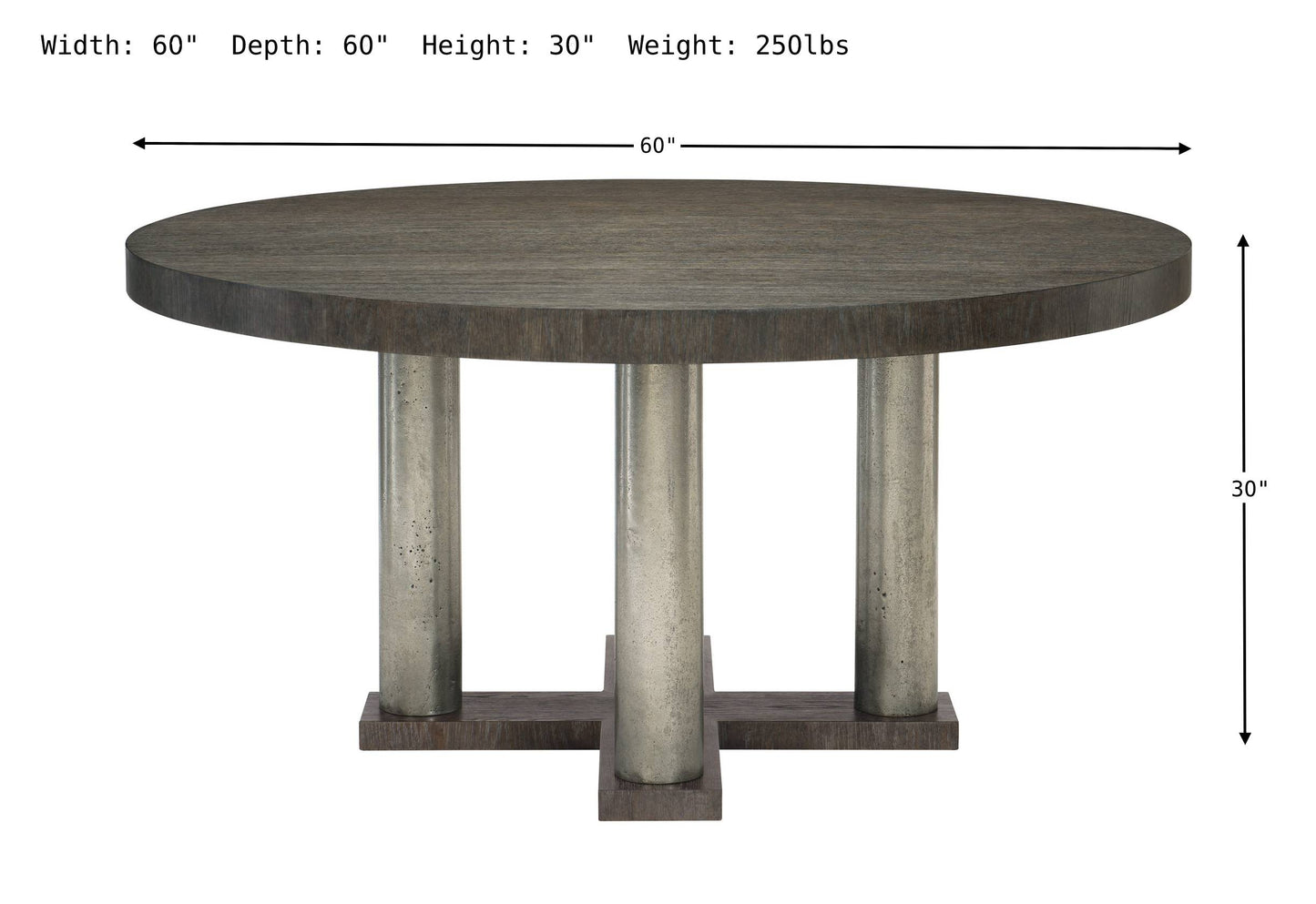 Bernhardt Linea Round Dining Table with Wooden Top and Metal Base