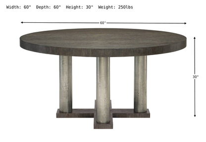 Bernhardt Linea Round Dining Table with Wooden Top and Metal Base