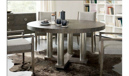 Bernhardt Linea Round Dining Table with Wooden Top and Metal Base