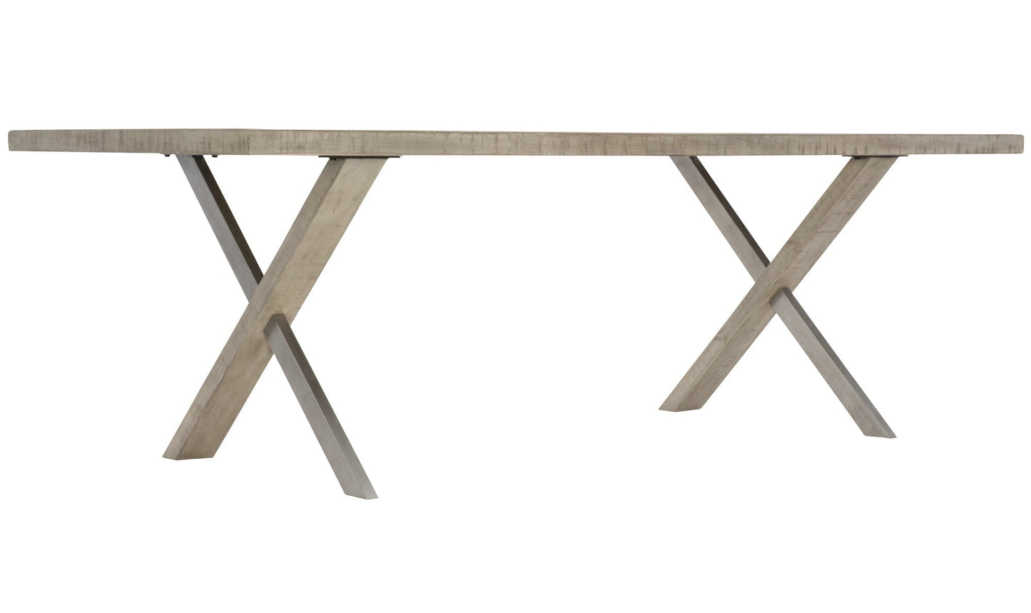 Bernhardt Milo Gray Rectangle Dining Table with "X" shaped Double Base